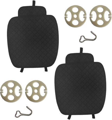 Car Seat Cover, Comfortable Linen Automotive Front Seats Protective Mat pad, Anti-Slip Vehicle Bottom Seats Cushion with Storage Pocket, Universal Auto Interior Accessories for Sedan SUV (Black, 1PC) in Saudi Arabia