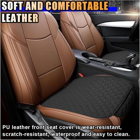 Car Seat Cover, Comfortable Linen Automotive Front Seats Protective Mat pad, Anti-Slip Vehicle Bottom Seats Cushion with Storage Pocket, Universal Auto Interior Accessories for Sedan SUV (Black, 1PC) in Saudi Arabia