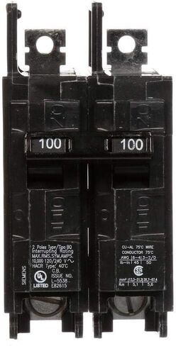 Siemens BQ2B100 100-AMP Double Pole 120/240-Volt 10Kaic Lug In/Lug Out Breaker in Saudi Arabia