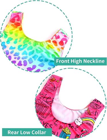 Nymphperi Girls Leotards Gymnastics 2 Pack Rainbow Star Hot Pink Unicorn Biketard for 9-10 Years Old Kids in Kuwait