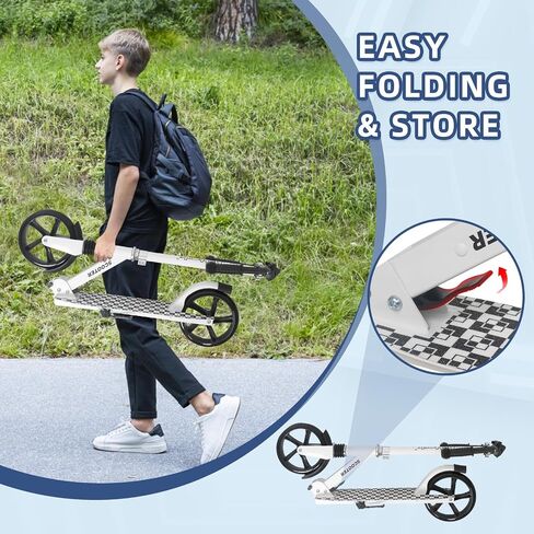 Nattork Kick Scooter for Kids أكثر من 6 سنوات من المراهقين البالغين - سعة وزن 220 رطل ، وامتصاص الصدمات الأمامي ومقود قابل للتعديل - ركوب سلس مع عجلات متينة 8 بوصات ، مثالية للرياضة الخارجية in Kuwait