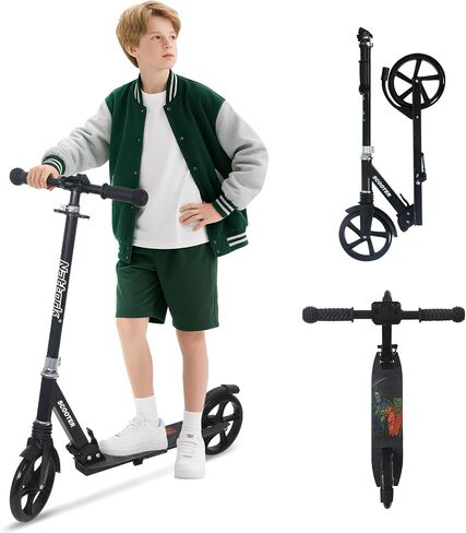 Nattork Kick Scooter for Kids أكثر من 6 سنوات من المراهقين البالغين - سعة وزن 220 رطل ، وامتصاص الصدمات الأمامي ومقود قابل للتعديل - ركوب سلس مع عجلات متينة 8 بوصات ، مثالية للرياضة الخارجية in Kuwait