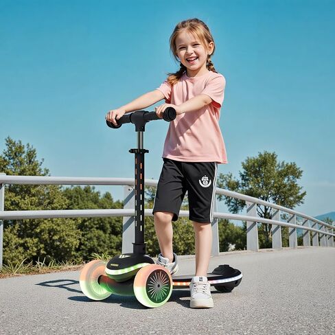 Winhope Kids Kick Scooter, 3 Wheel Scooter for Boy and Girl, LED Lighted Wheels and Widen Deck, Outdoor Ride-On Toys for Kids Aged 3-8 in Kuwait