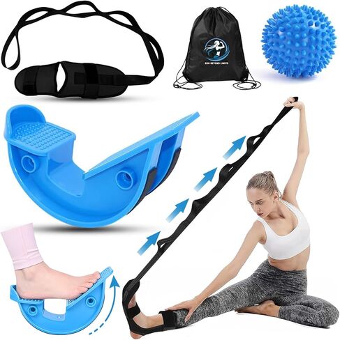 Jiurun Foot and Calf Stipter Kit - حزام تمتد الساق ، روك القدم ، أوتار الركبة وعجل ، مناسبة لتمديد الساقين والفخذين (الأزرق) in Kuwait