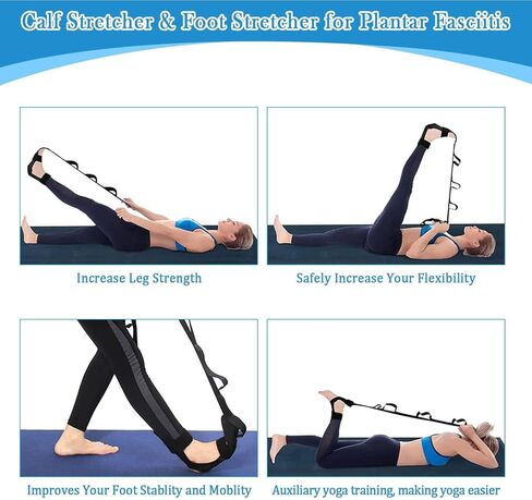 Jiurun Foot and Calf Stipter Kit - حزام تمتد الساق ، روك القدم ، أوتار الركبة وعجل ، مناسبة لتمديد الساقين والفخذين (الأزرق) in Kuwait