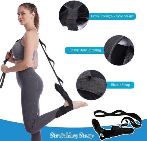Jiurun Foot and Calf Stipter Kit - حزام تمتد الساق ، روك القدم ، أوتار الركبة وعجل ، مناسبة لتمديد الساقين والفخذين (الأزرق) in Kuwait