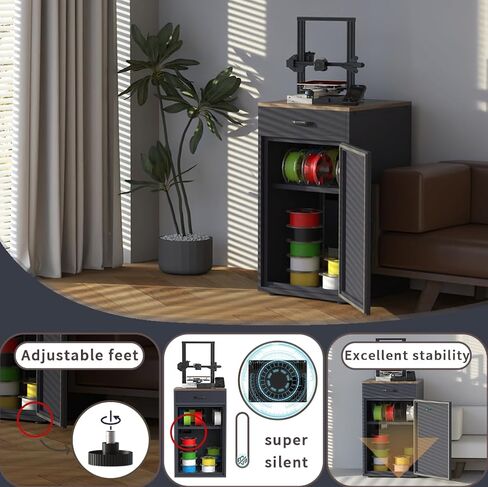 180L 3D Printer Filament Storage Cabinet with Dehumidifier,3D Printer Stand with Filament Storage,Industrial Sealed 3D Printer Table Holds 40 Rolls -Compatible with PLA/ABS/TPU (Black-DM) in Kuwait