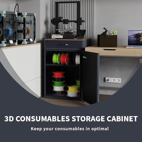 180L 3D Printer Filament Storage Cabinet with Dehumidifier,3D Printer Stand with Filament Storage,Industrial Sealed 3D Printer Table Holds 40 Rolls -Compatible with PLA/ABS/TPU (Black-DM) in Kuwait
