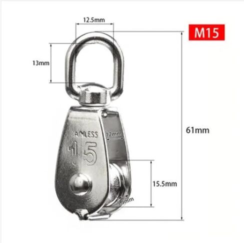 بكرة من الفولاذ المقاوم للصدأ ، M15/M20 M25 M32 M50 عجلة واحدة دوارة رفع الحبل أدوات رفع العجلات (M20) in Saudi Arabia