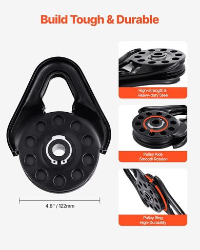 Vevor 14.5 Tnlic Snatch Block لاستعادة الرافعة ، قوة كسر 32000 رطل ، العمل مع حبل 3/8 بوصة ، ملحق مضغوط للاسترداد على الطرق in Kuwait