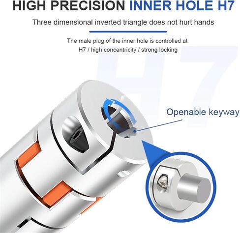 LF Three Jaw D40L78 Coupler الألومنيوم البرقوق المرن اقتران توصيل موصل السهود السائر 8/10/12.7/14/16/22 ملم (8 مم × 14 مم) in Kuwait
