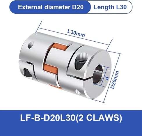 LF Two Jaw D20L30 Coupler Aluminium Plum Flexible Shaft Coupling Stepper Motor Connector 4/5/6/6.35/8/10mm(4mmx4mm) in Saudi Arabia