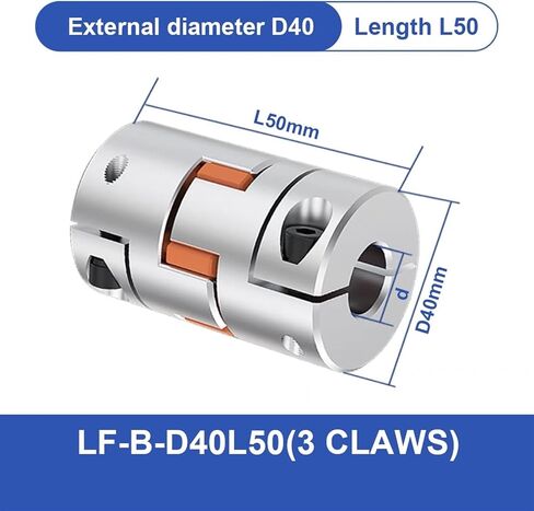 LF 3 JAW D40L50 COUPLER الألومنيوم البرقوق المرن اقتران موصل السهود السائر 8/10/12.7/14/16/22 ملم (8 مم × 8 ملم) in Saudi Arabia