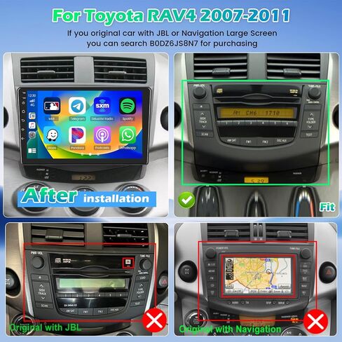 [FIT J-B-L] راديو سيارة لتويوتا RAV4 2007 2008 2008 2010 2011 مع Carplay Android Auto ، 4+64G 9 بوصة شاشة Thouch Screen مع 1280 * 720 32EQ GPS WiFi in Saudi Arabia