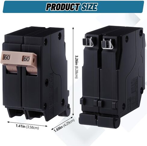 Kingdder 2 Pcs C260 2-Pole 60-amp Circuit Breaker Thermal Magnetic Protection Suitable for Commercial and Industrial Use for Safe and Stable Cable Connection in Saudi Arabia