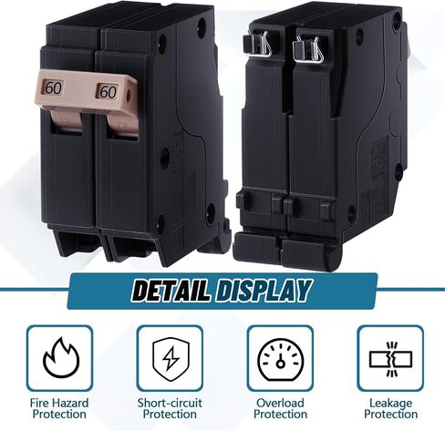 Kingdder 2 Pcs C260 2-Pole 60-amp Circuit Breaker Thermal Magnetic Protection Suitable for Commercial and Industrial Use for Safe and Stable Cable Connection in Saudi Arabia