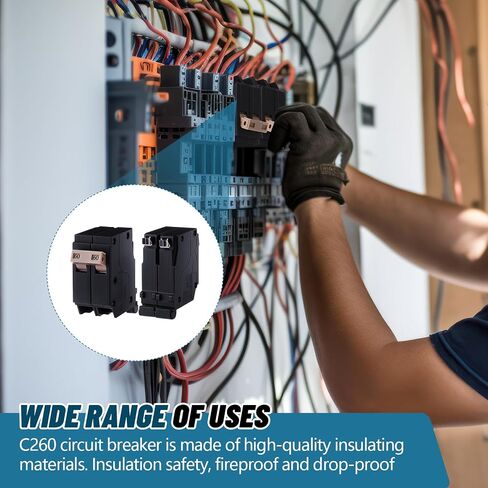 Kingdder 2 Pcs C260 2-Pole 60-amp Circuit Breaker Thermal Magnetic Protection Suitable for Commercial and Industrial Use for Safe and Stable Cable Connection in Saudi Arabia
