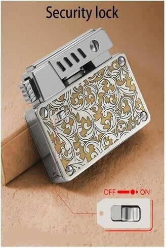 Double core Flame Kerosene Lighter, Brass Kerosene Lighter, Windproof Soft Flame Lighter with Safety Lock, refillable, Suitable for Candles, Camping, Gifts(White) in Saudi Arabia
