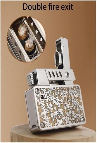 Double core Flame Kerosene Lighter, Brass Kerosene Lighter, Windproof Soft Flame Lighter with Safety Lock, refillable, Suitable for Candles, Camping, Gifts(White) in Saudi Arabia
