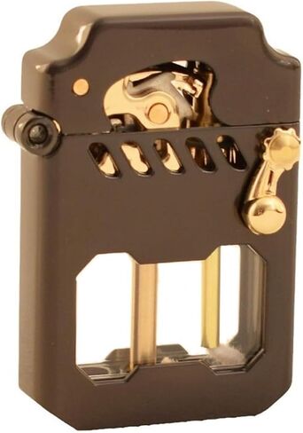 2024 Old-Fashioned Metal Kerosene Lighter. Recyclable Kerosene Lighter. Rocker Link Drive Gear Ignition Lighter, Suitable for Wilderness, Travel, Camping (excluding Fuel)(Brown) in Saudi Arabia