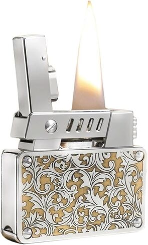 Double core Flame Kerosene Lighter, Brass Kerosene Lighter, Windproof Soft Flame Lighter with Safety Lock, refillable, Suitable for Candles, Camping, Gifts(White) in Saudi Arabia