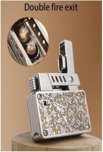 Brass Kerosene Lighter with Safety Lock, Double core Flame Kerosene Lighter, Windproof Soft Flame Lighter, refillable, Suitable for Candles, Camping, Gifts(Red) in Saudi Arabia