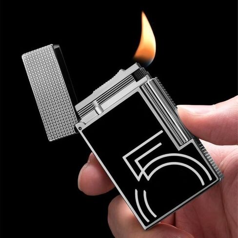 2024 Portable Soft Flame Pure Copper Butane Gas Lighter, Torch Lighter, Classic Side Pulley Ignition Lighter, Adjustable Flame Size, high-end Men's Gift (Butane not Included)(Silver) in Saudi Arabia
