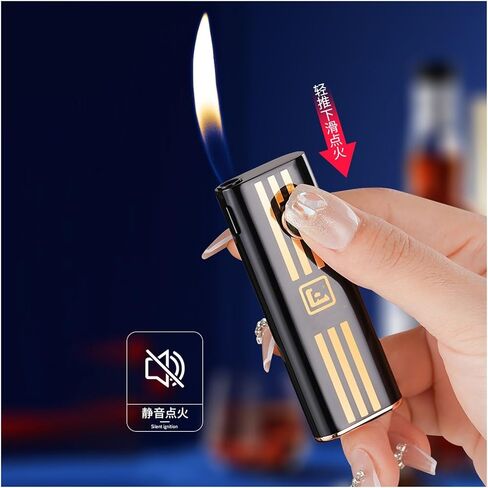 Soft Flame Design, Butane Lighter, Adjustable Flame Size, Made of Durable Metal, Portable, Suitable for Candle Camping and More (Butane not Included)(Black 1) in Saudi Arabia