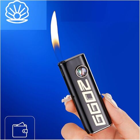 Soft Flame Design, Butane Lighter, Adjustable Flame Size, Made of Durable Metal, Portable, Suitable for Candle Camping and More (Butane not Included)(Black 1) in Saudi Arabia