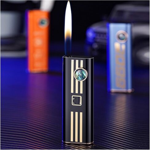 Soft Flame Design, Butane Lighter, Adjustable Flame Size, Made of Durable Metal, Portable, Suitable for Candle Camping and More (Butane not Included)(Black 1) in Saudi Arabia