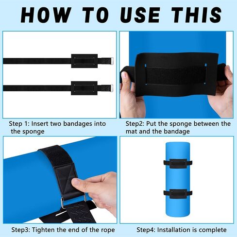 2 Set 120 Inch Anti-Slip Floating Water Mat Straps,Extra Long Floating Pad Strap with Pad Protectors and Metal Buckle,Reusable Neoprene Water Mat Straps for Storing Pad in Kuwait