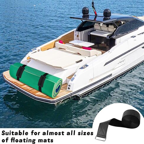 2 Set 120 Inch Anti-Slip Floating Water Mat Straps,Extra Long Floating Pad Strap with Pad Protectors and Metal Buckle,Reusable Neoprene Water Mat Straps for Storing Pad in Kuwait