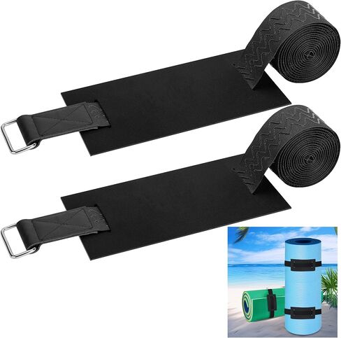 2 Set 120 Inch Anti-Slip Floating Water Mat Straps,Extra Long Floating Pad Strap with Pad Protectors and Metal Buckle,Reusable Neoprene Water Mat Straps for Storing Pad in Kuwait