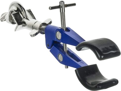 EISCO 2 Prong, Vinyl Coated, Burette, Flask, Beaker Clamp on Swivel Bosshead - 4.25" Max Opening - Bosshead fits up to 18mm Rods - Zinc Alloy Clamp - Research, Industrial Laboratory Grade in Saudi Arabia