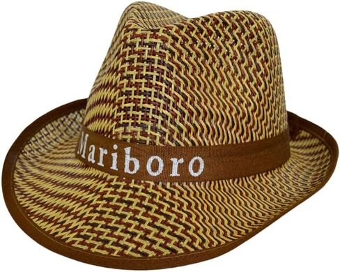 Ronaldino Western Straw Cowboy Hat, Bamboo Weave, Beach Sun Protection, Available in Navy and Red Trim in Saudi Arabia
