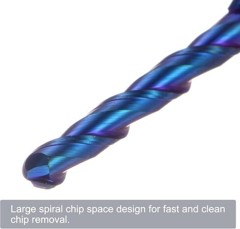 uxcell 2pcs ball الأنف نهاية مطحنة جهاز التوجيه CNC ، 1/16 "نصف قطر 1/4" ساق الصلبة كربيد نانو المغلفة المغلفة 2 الأداة المذبحة ، 1/8 "ديا 2-1/2" الطول الكلي in Saudi Arabia