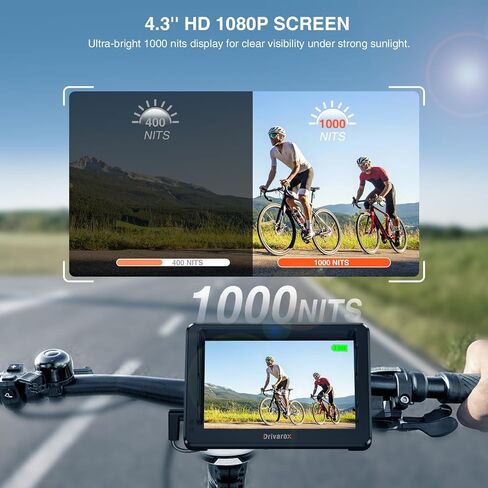 الكاميرا الخلفية للدراجة الخلفية مع تسجيل حلقة ، و 4.3 '' 1080p شاشة Sunshade و 110 درجة زاوية عريضة ، وبطارية 8000 مللي أمبير في الساعة ، وبطاقة 64 جيجابايت TF ، متوافقة مع الدراجة ، والجبال ، والدراجة على الطريق in Saudi Arabia