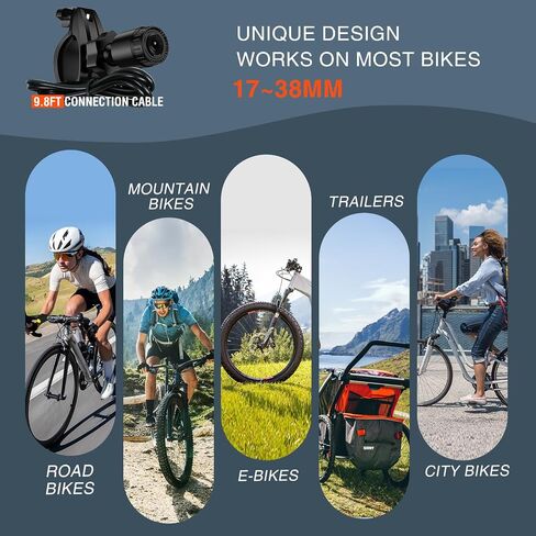 الكاميرا الخلفية للدراجة الخلفية مع تسجيل حلقة ، و 4.3 '' 1080p شاشة Sunshade و 110 درجة زاوية عريضة ، وبطارية 8000 مللي أمبير في الساعة ، وبطاقة 64 جيجابايت TF ، متوافقة مع الدراجة ، والجبال ، والدراجة على الطريق in Saudi Arabia