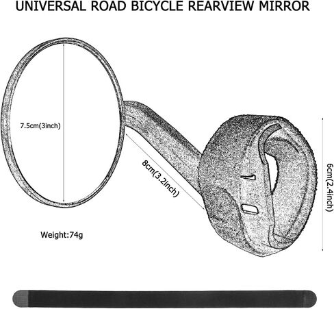Road Bike Mirror, Cycling rearview mirrors, Wide Angle Convex Adjustable Rotatable Scratch Resistant Shockproof bicycle Mirrors of road Bikes, Mount to road bike handlebar (LEFT) in Kuwait
