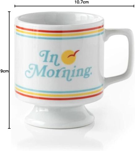 Brass Monkey Rise & Sigh Pedestal Mug from Ceramic Coffee Mug with Plenty of Vintage Charm, Stackable Design, Dishwasher Safe, Coffee Cup with Double-Sided Artwork, Makes a Great Gift! in Saudi Arabia