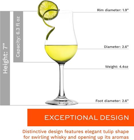 Stölzle Lausitz Set of 6 Brandy Glasses (CLASSIC). Dishwasher Safe Liqueur Glasses (6.25 Fl oz). Durable Bourbon Snifter Glass - Genuine Stölzle Glassware in Saudi Arabia