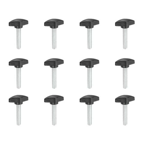 PATIKIL M8 x 40mm Tee Thumb Screws, 12 Pcs 35mm Width Carbon Steel Tee Wing Knobs Screws Clamping t Head Handles Thumbscrew Bolt Screw Kit for Replace Hand Tightening Knob Supply, Black in Saudi Arabia