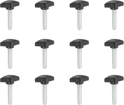 PATIKIL M8 x 40mm Tee Thumb Screws, 12 Pcs 35mm Width Carbon Steel Tee Wing Knobs Screws Clamping t Head Handles Thumbscrew Bolt Screw Kit for Replace Hand Tightening Knob Supply, Black in Saudi Arabia