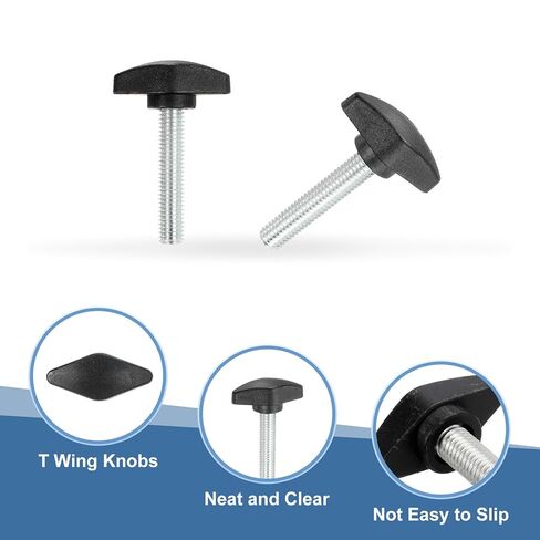 PATIKIL M8 x 40mm Tee Thumb Screws, 12 Pcs 35mm Width Carbon Steel Tee Wing Knobs Screws Clamping t Head Handles Thumbscrew Bolt Screw Kit for Replace Hand Tightening Knob Supply, Black in Saudi Arabia