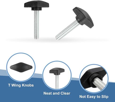 PATIKIL M8 x 40mm Tee Thumb Screws, 12 Pcs 35mm Width Carbon Steel Tee Wing Knobs Screws Clamping t Head Handles Thumbscrew Bolt Screw Kit for Replace Hand Tightening Knob Supply, Black in Saudi Arabia
