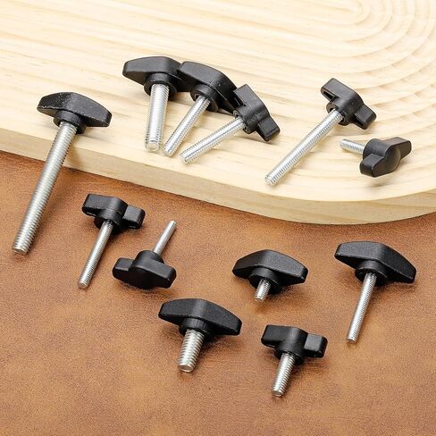 PATIKIL M8 x 40mm Tee Thumb Screws, 12 Pcs 35mm Width Carbon Steel Tee Wing Knobs Screws Clamping t Head Handles Thumbscrew Bolt Screw Kit for Replace Hand Tightening Knob Supply, Black in Saudi Arabia