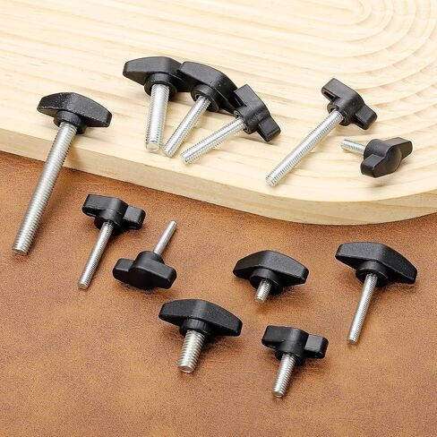 PATIKIL M8 x 40mm Tee Thumb Screws, 12 Pcs 35mm Width Carbon Steel Tee Wing Knobs Screws Clamping t Head Handles Thumbscrew Bolt Screw Kit for Replace Hand Tightening Knob Supply, Black in Saudi Arabia
