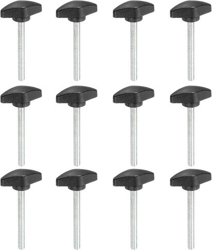 PATIKIL M8 x 40mm Tee Thumb Screws, 12 Pcs 35mm Width Carbon Steel Tee Wing Knobs Screws Clamping t Head Handles Thumbscrew Bolt Screw Kit for Replace Hand Tightening Knob Supply, Black in Saudi Arabia