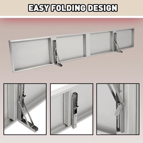 HECASA 6 FT 70.8" L X 11.6" W Folding Concession Window Shelf Food Shelf Food Truck Concession Stand Serving Wall Mounted Shelf for Restaurant Bar Utility Room Kitchen Garage Stainless Steel in Saudi Arabia