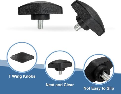 PATIKIL M8 x 40mm Tee Thumb Screws, 12 Pcs 35mm Width Carbon Steel Tee Wing Knobs Screws Clamping t Head Handles Thumbscrew Bolt Screw Kit for Replace Hand Tightening Knob Supply, Black in Saudi Arabia